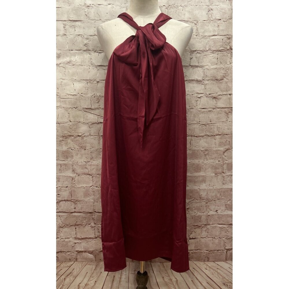 Lauren James Womens LUNA Sleeveless Halter Mini Dress Merlot Wine Size XL NEW